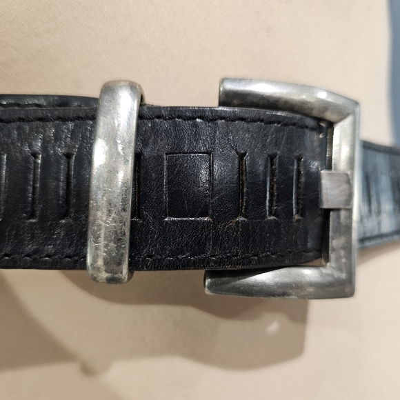 FCX Unisex Black Leather Slotted 1.5" Wide Belt Size up to waist 30 - Picture 6 of 7